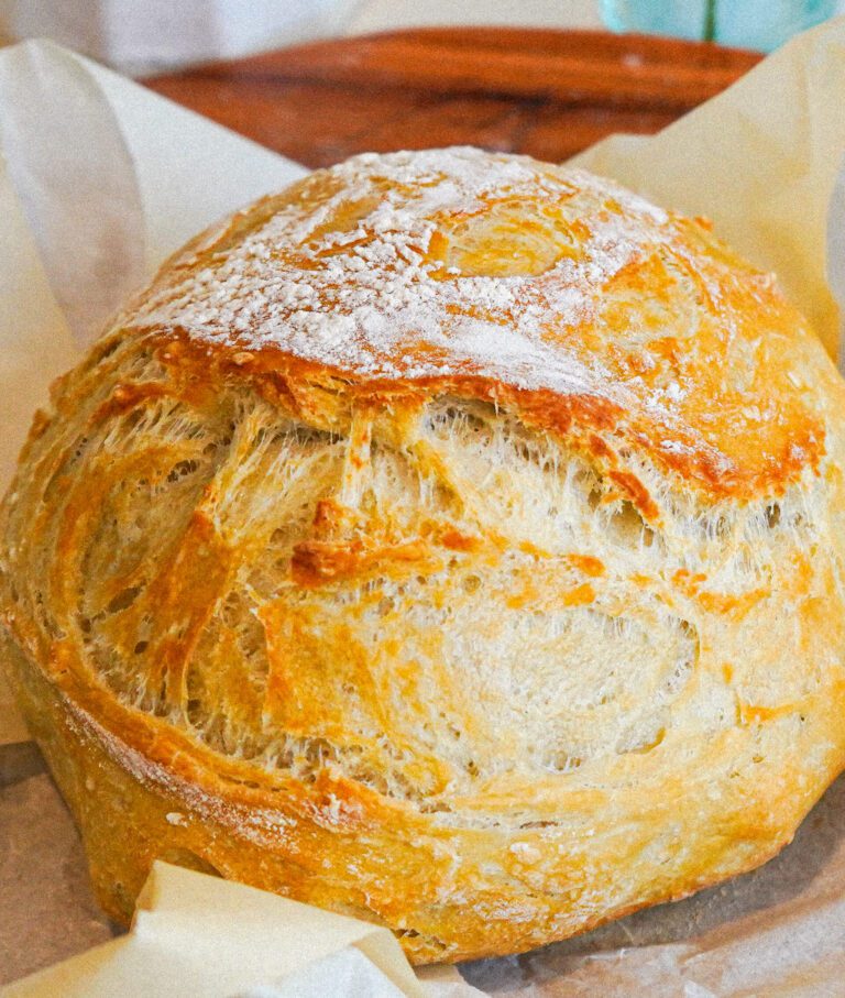 homemade loaf of baked artisan bread