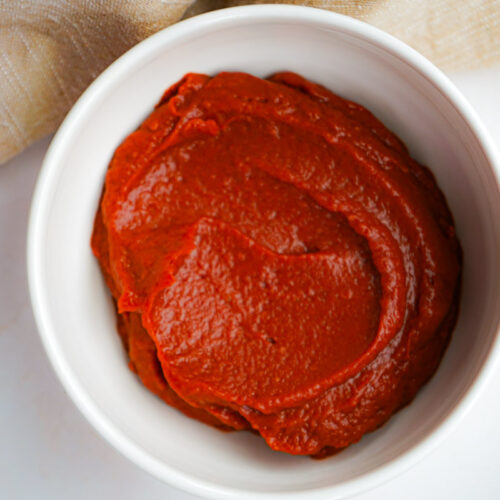 Honey chipotle sauce in a white bowl ready for serving.