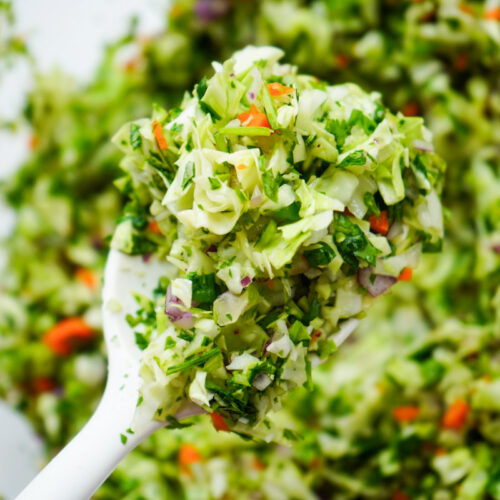 cabbage slaw with lime juice for tacos ready to eat