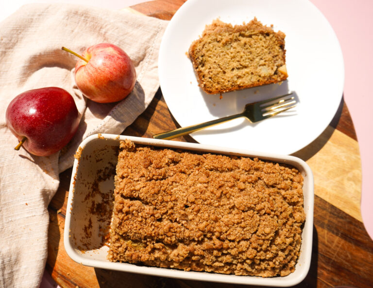 cinnamon apple streusel bread freshly baked